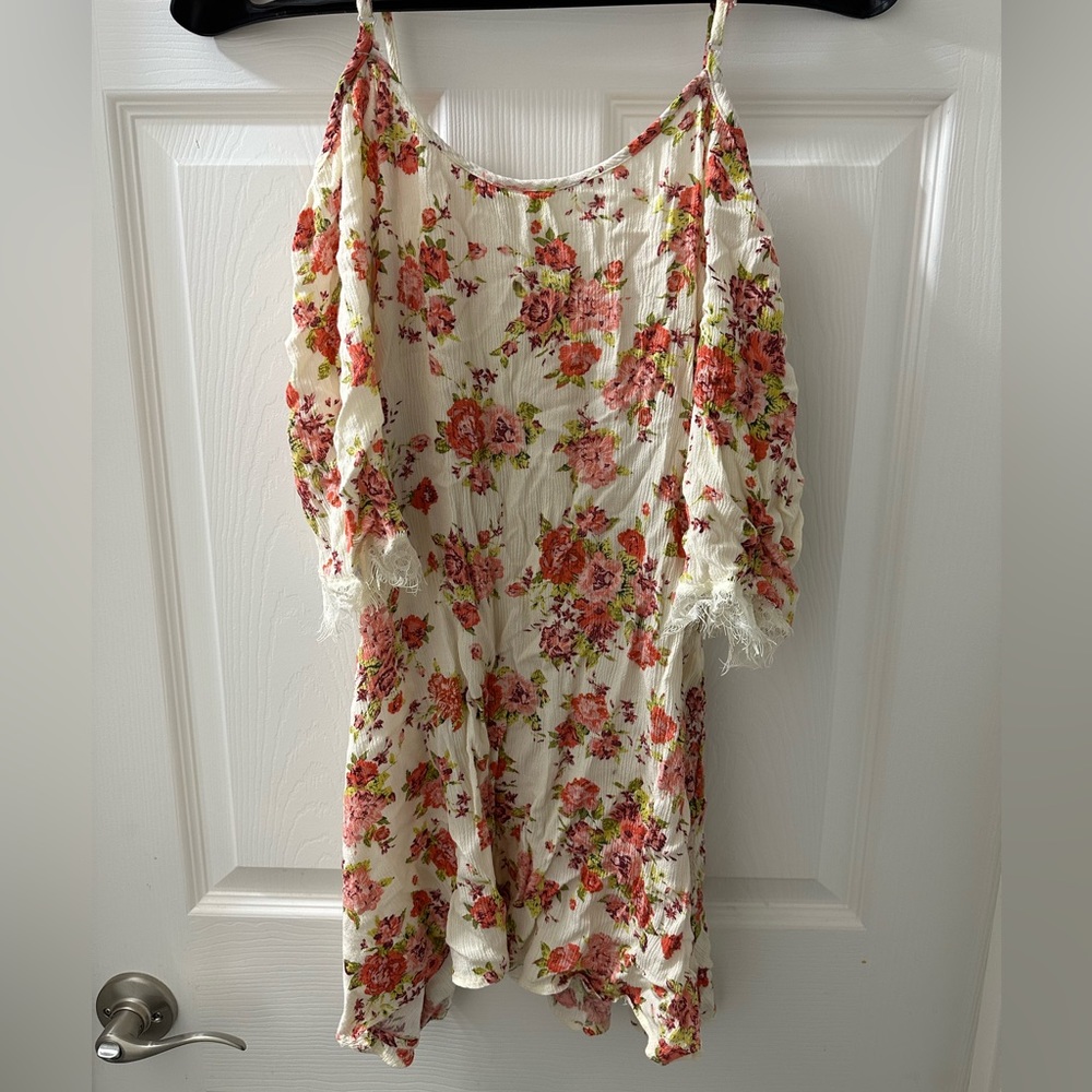 Floral Cold Shoulder Dress, Size Large